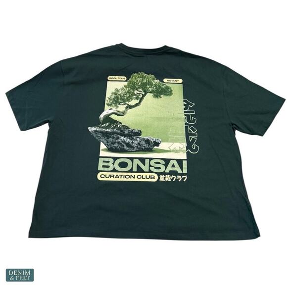 ASOS Design Bonsai Graphic Tee Boxy Oversized Fit Green XL Streetwear Unisex - Picture 6 of 11